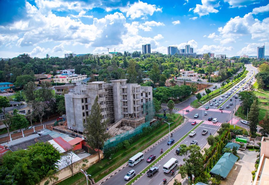 Straßenszene und Stadtansicht von Kigali