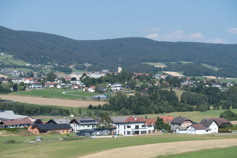 Blick nach Ulrichsberg und zur Mündung des Teichbachs in die Große Mühl