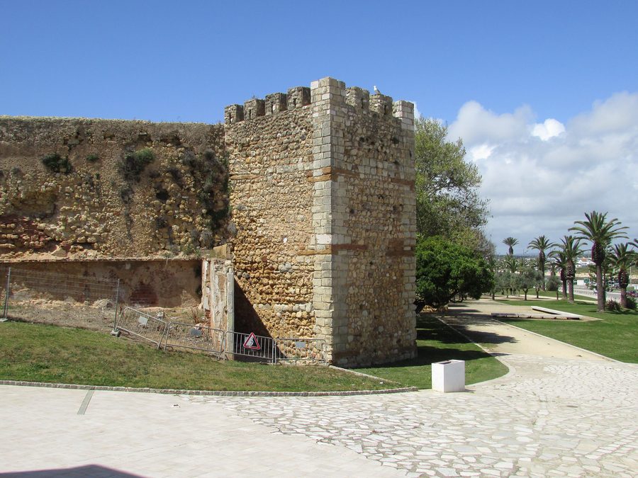 Lagos city walls viewed from Jardim da Constituição in the Algarve