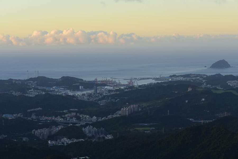 Port of Keelung in Taiwan viewed from Jiantze Mountain