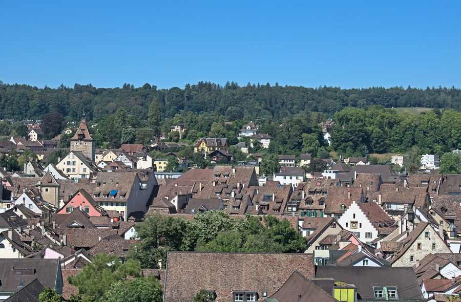 Blick vom Rosengarten auf Schaffhausen mit dem Munot