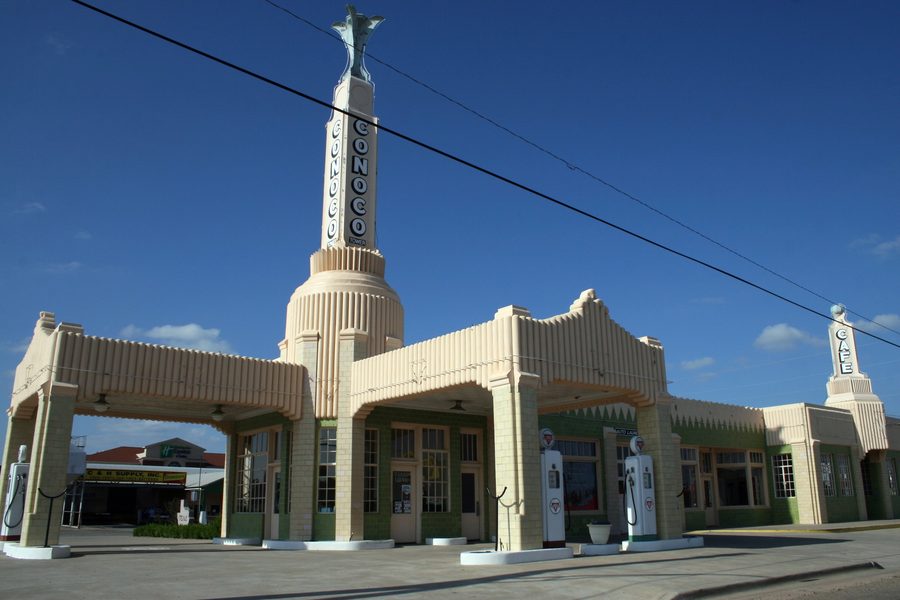 U-Drop Inn, ein historisches Route-66-Gebäude in Shamrock, Texas