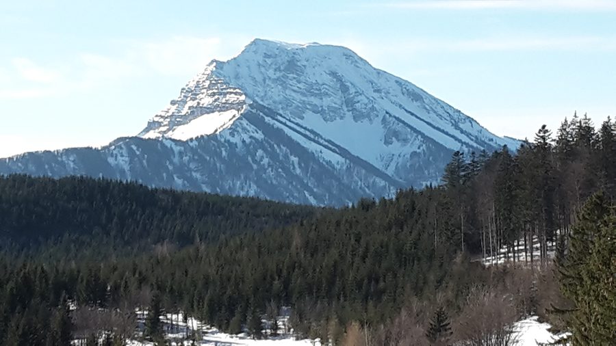 Winterlicher Blick vom Turmkogel auf den Ötscher in Niederösterreich