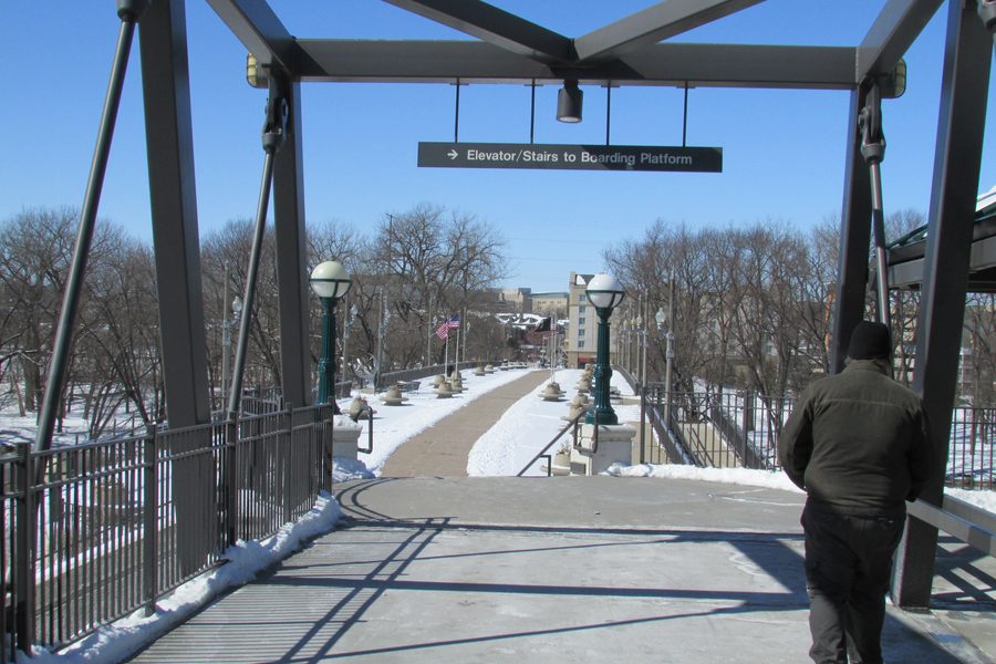 Approach to the John T. Myers Pedestrian Bridge over the Wabash River toward Tapawingo Park