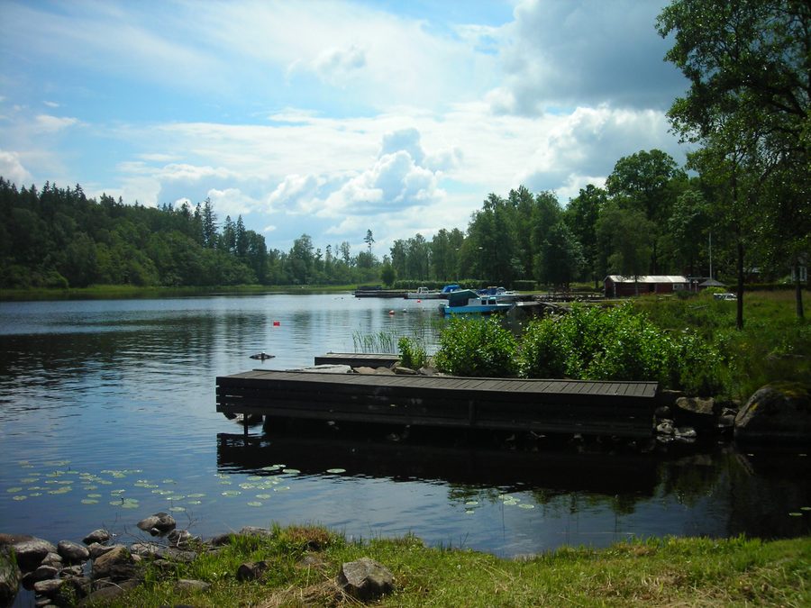 Blick vom Fähranleger in Sunnaryd über den See Bolmen