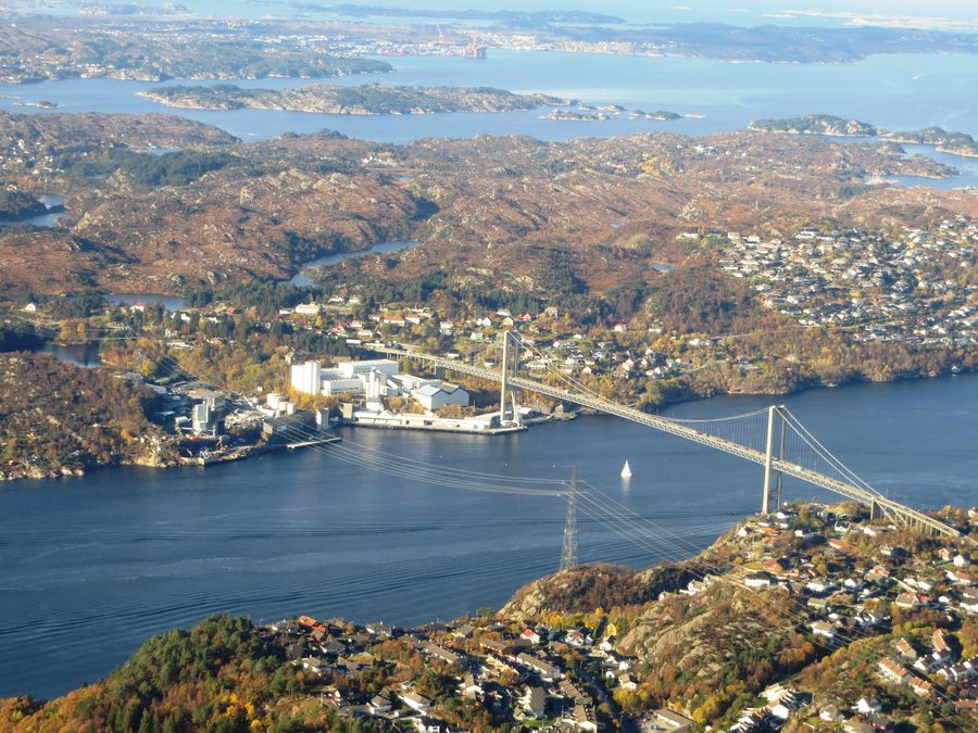 Knarrevik and the Sotra bridge on Lillesotra island in Øygarden, west of Bergen