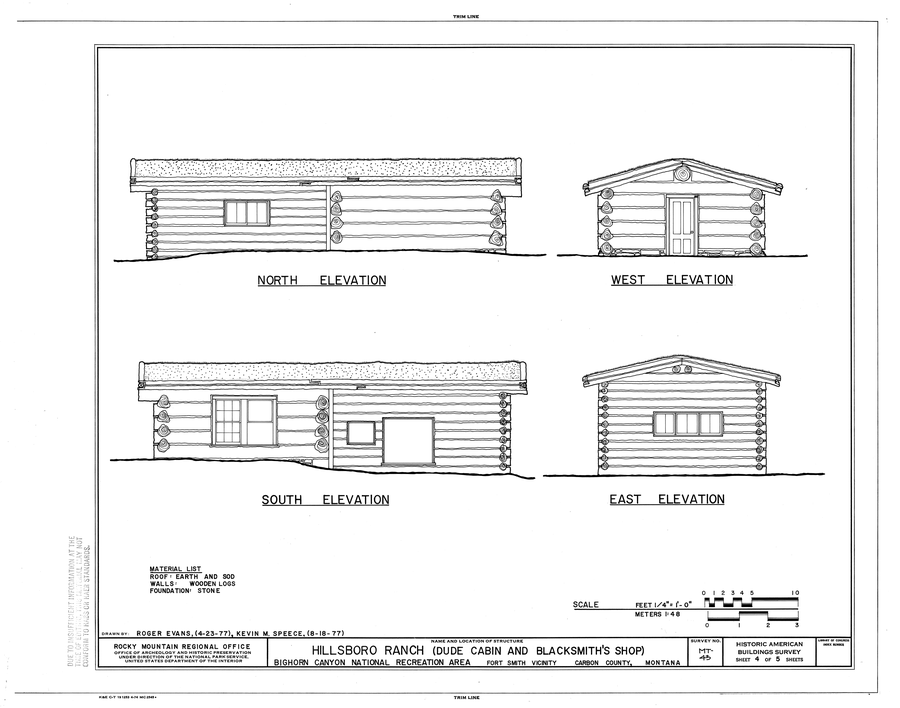 Dokumentationszeichnung des Hillsboro Ranch in Fort Smith, Big Horn County, Montana