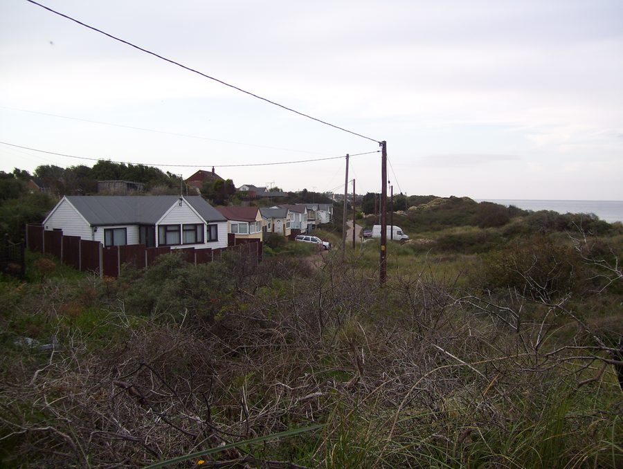 Strandhütten und Sanddünen in Hemsby
