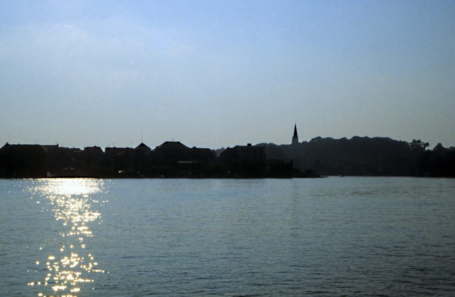 Blick vom Hausboot über den Fleesensee in Richtung Malchow