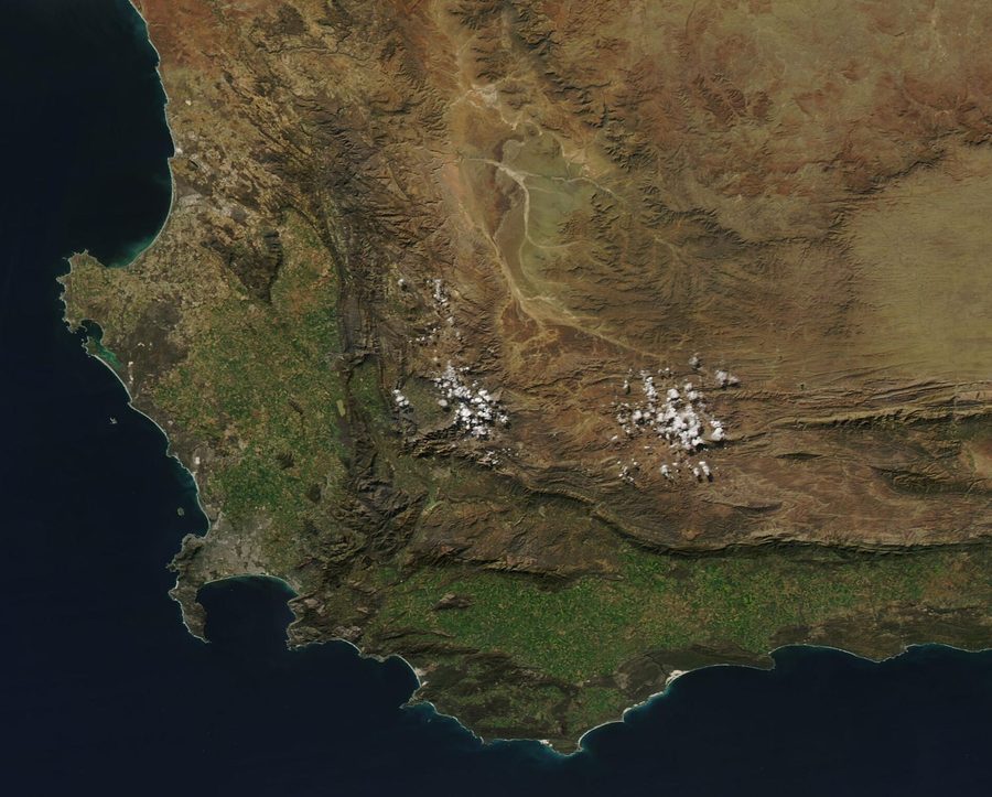 Satellitenbild von Südafrika.