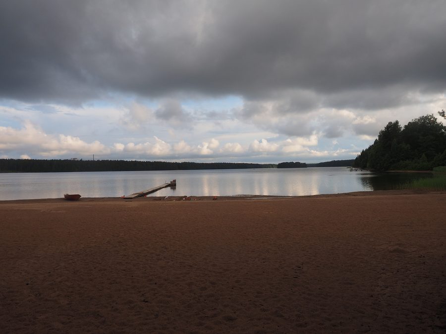 Sääksjärvi beach in Kiljava, Nurmijärvi, Finland, on a cloudy evening