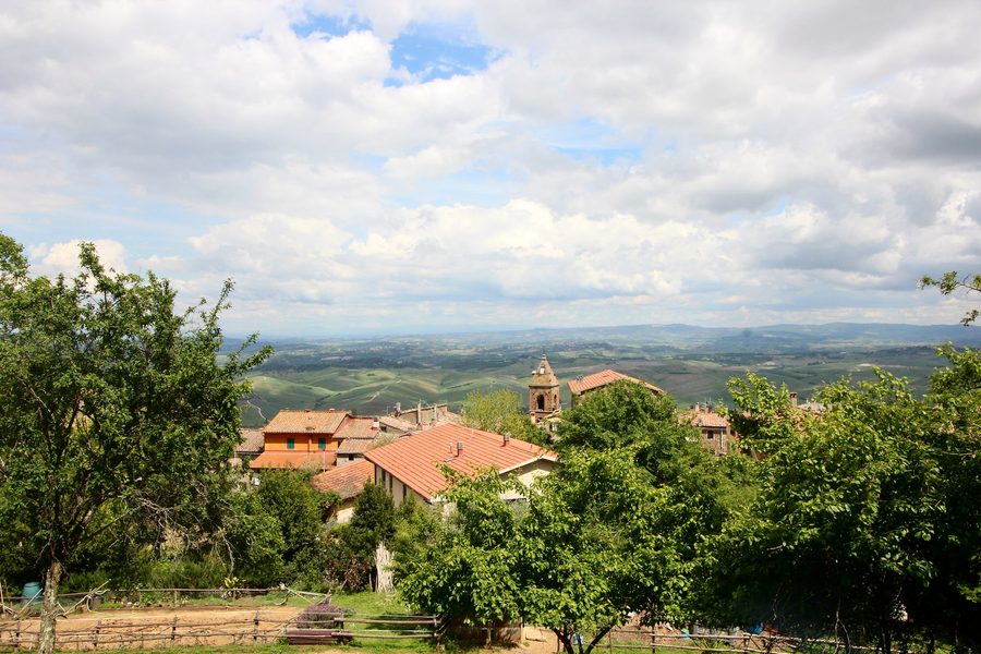 Panorama of Rivalto, hamlet of Chianni, Province of Pisa, Tuscany, Italy