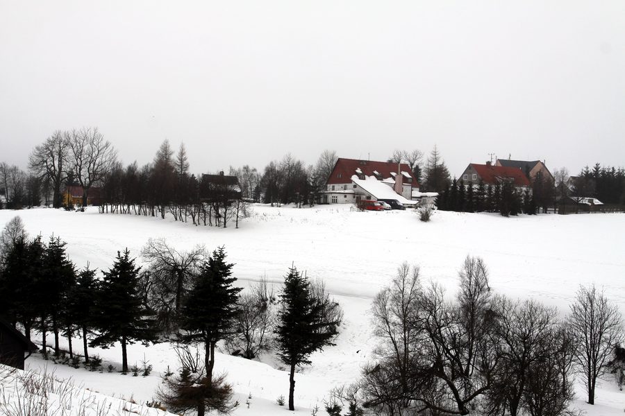 Dorfansicht von Nové Město bei Moldava am Erzgebirgsrand.