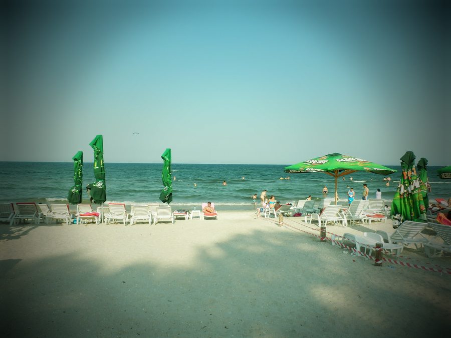 Küstenlandschaft mit Strand in Mamaia an der rumänischen Schwarzmeerküste