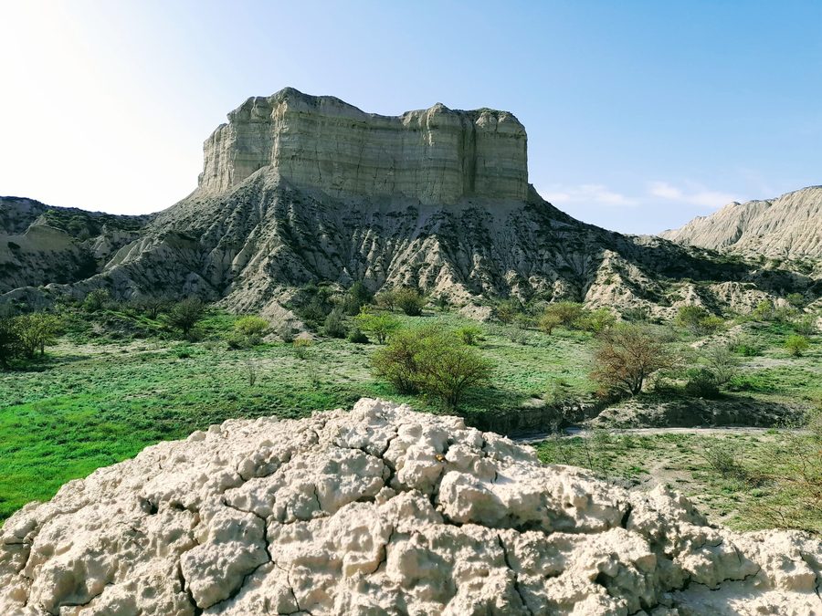 Mountain landscape in Qax, Azerbaijan, showing the Axar-Baxar range and Shahid Mountain