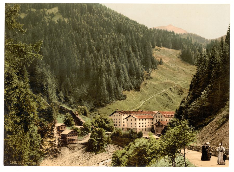Historische Ansicht der Bäder von Fideris im Prättigau