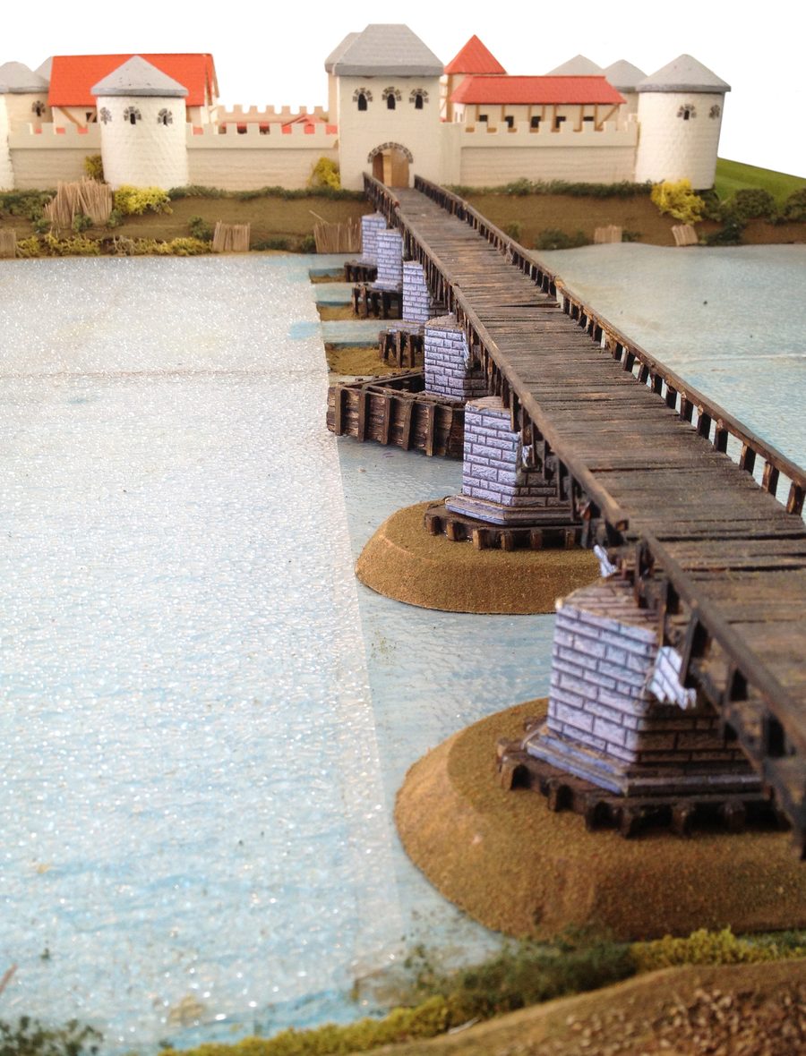 Modell einer römischen Brücke im Museum Ceuclum in Cuijk