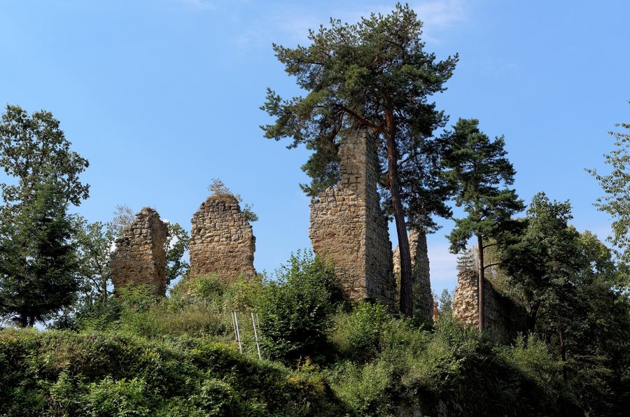 Ruinen der oberen Burg von Rożnów