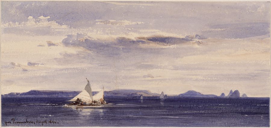 Historischer Blick vom Meer auf die Küste bei Recife