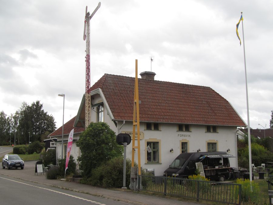 Café an einem früheren Dienstgebäude am Göta-Kanal in Forsvik in der Gemeinde Karlsborg