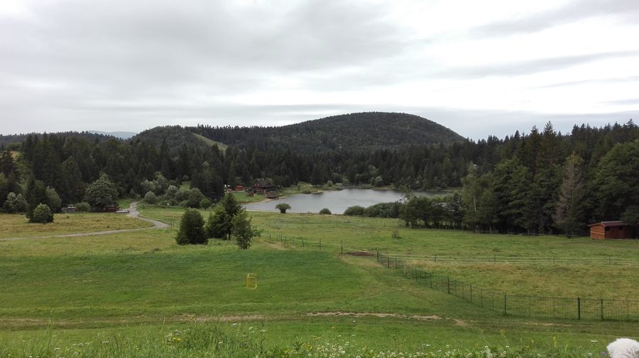 Krpáčovo lake surrounded by a mountainous landscape