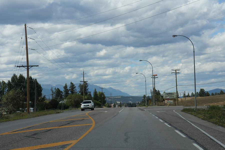 Blick auf Windermere in British Columbia von den Highways BC 93 und BC 95