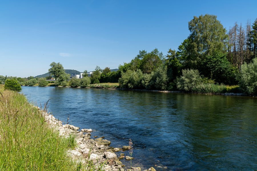 Die Limmat bei Schlieren auf Höhe des ehemaligen Gaswerks