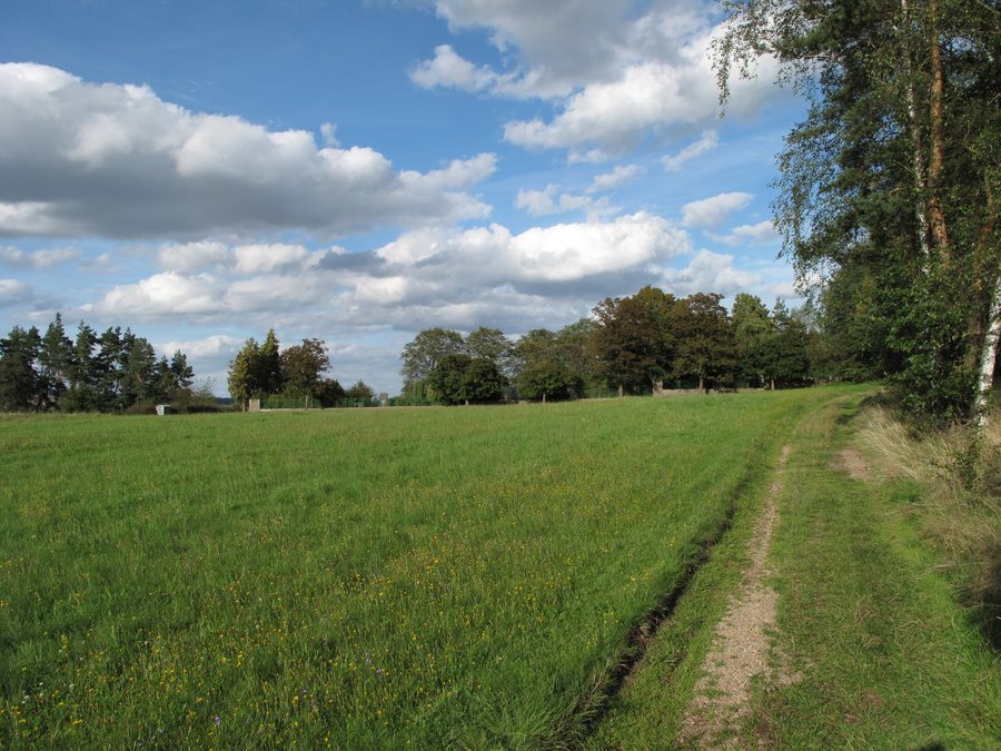 Straße zum Friedhof in Medový Újezd in Tschechien